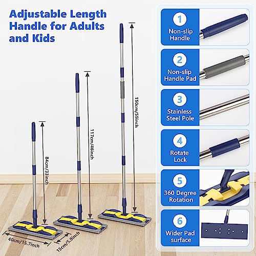 Microfiber Flat Mop with 4X Mop Pads and Adjustable Handle E863