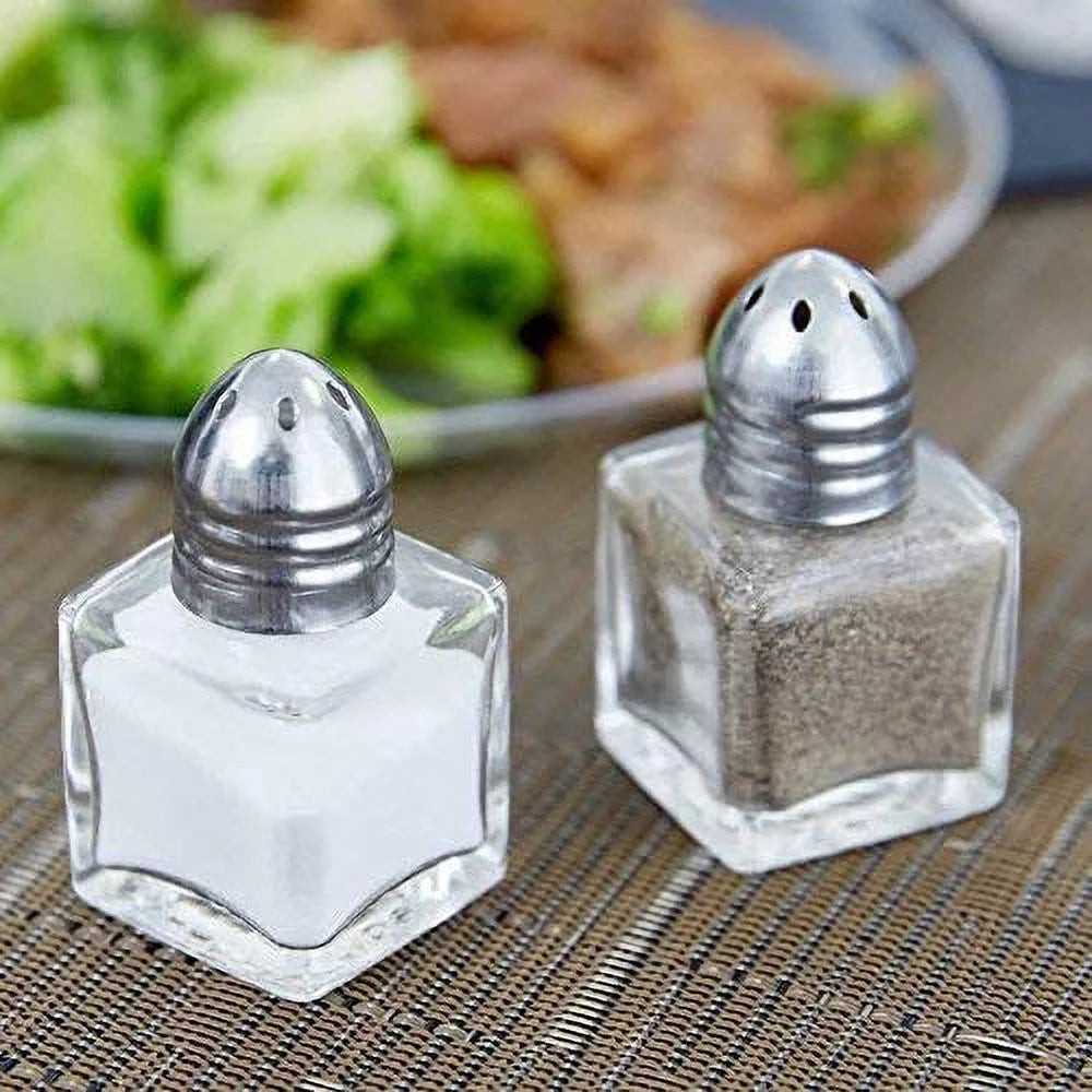 (Set of 12) 0.5 oz Glass Cube Salt and Pepper Shakers B721331