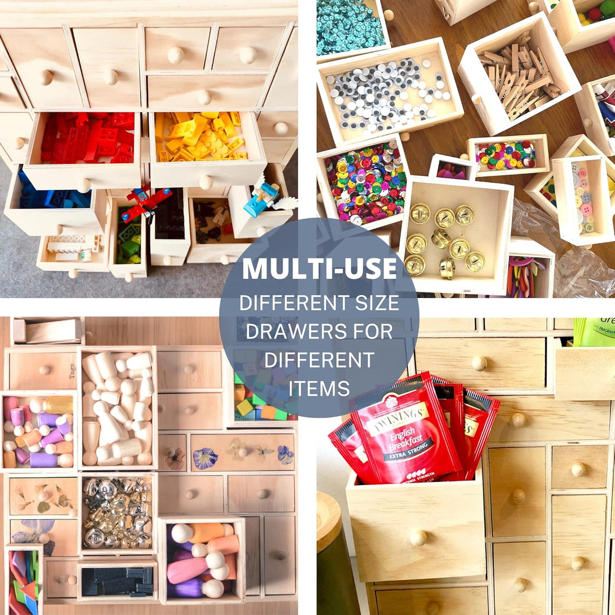 Wooden Advent Calendar Apothecary Cabinet Craft Storage with Drawers L8569