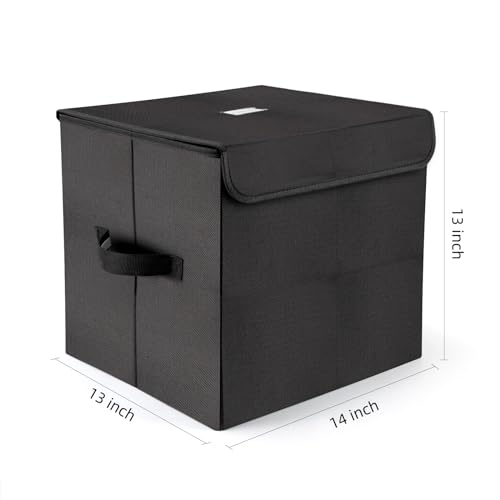 7-inch Vinyl Record Storage Box, Nylon Foldable Set of 2 with Lid and Handle C20639