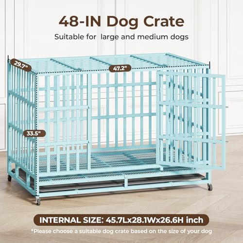 Heavy Duty Steel Dog Crate with Wheels and Removable Tray V685
