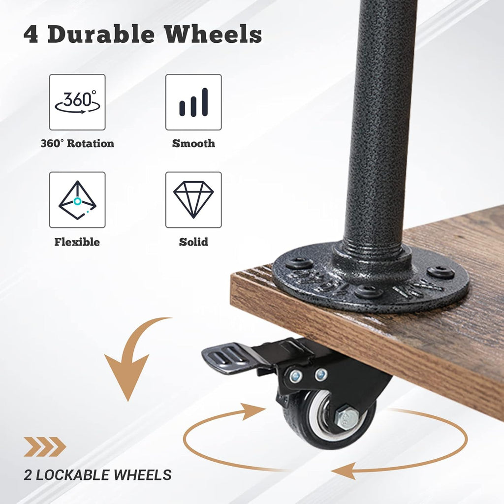 3-Tier Bar Serving Cart with Wheels and Lockable Casters A322