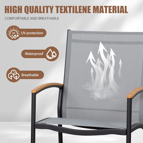 3 Piece Black Textilene Fabric Outdoor Rocking Bistro Set G6505