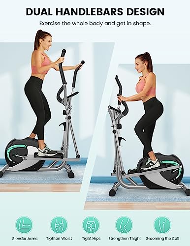 Compact Elliptical Exercise Machine with 8 Levels Adjustable Resistance Y42237