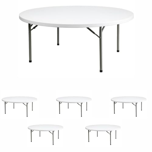 3 Pack 72 Round Heavy-Duty Granite White Folding Table M2368