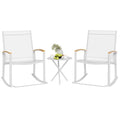 3 Piece Black Textilene Fabric Outdoor Rocking Bistro Set G6505