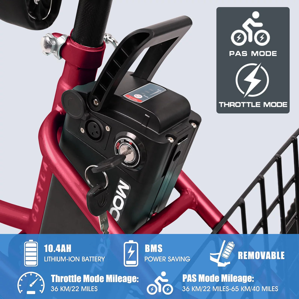 24" 350W 7-Speed Electric Tricycle with Removable Lithium Battery 36V 14.5AH P988