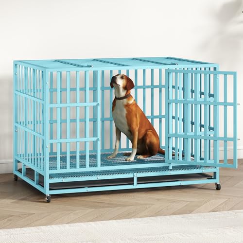 Heavy Duty Steel Dog Crate with Wheels and Removable Tray V685