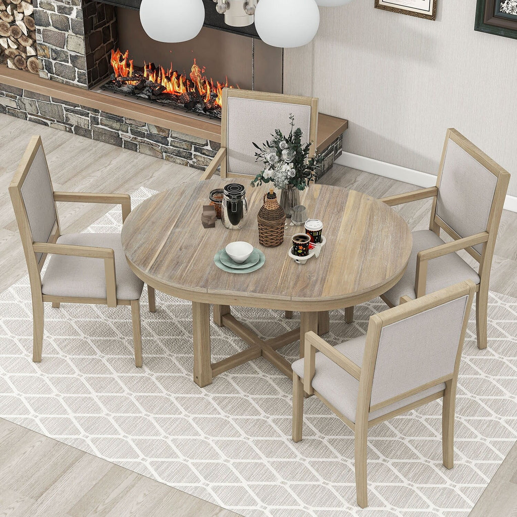 5-Piece Extendable Wood Dining Table Set W745