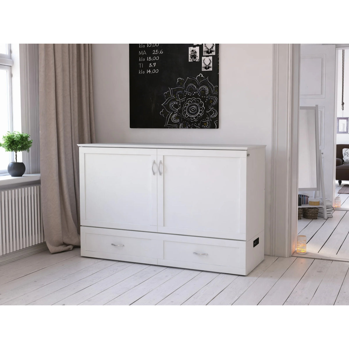 Queen White Murphy Bed Chest P74691