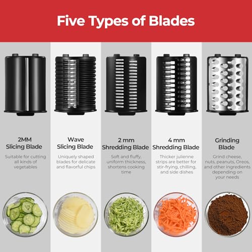 Electric Cheese Grater with 5 Blades, 250W Electric Slicer Shredder R951822