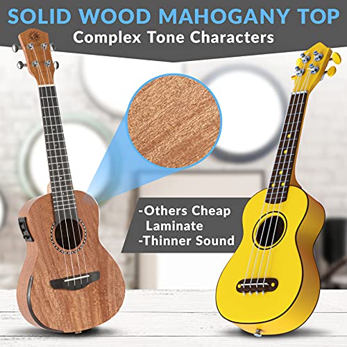 23" Acoustic Electric Mahogany Tenor Ukulele with Detachable Strap K4598
