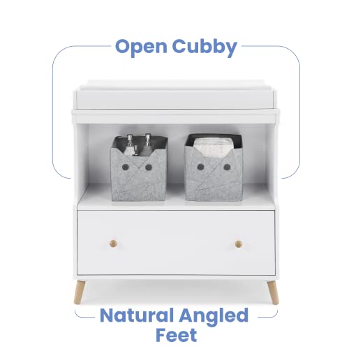 Bianca White Natural Convertible Changing Table with Drawer K2684