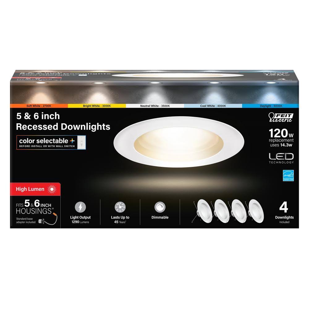 5 in./6 in. 120-Watt Equivalent Selectable CCT Integrated LED Retrofit White Recessed Light Trim Downlight H4068