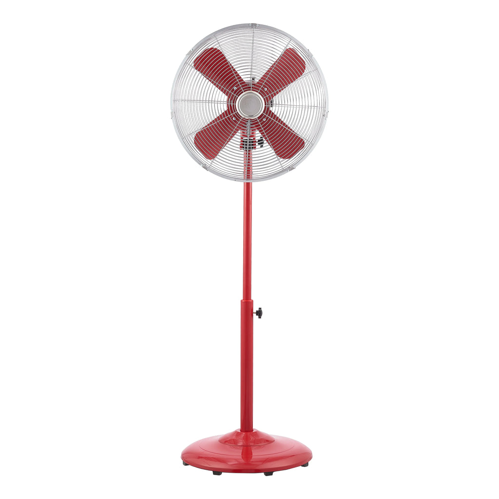 16 inch Adjustable Height Oscillating 3-Speed Metal Stand Fan in Red G835