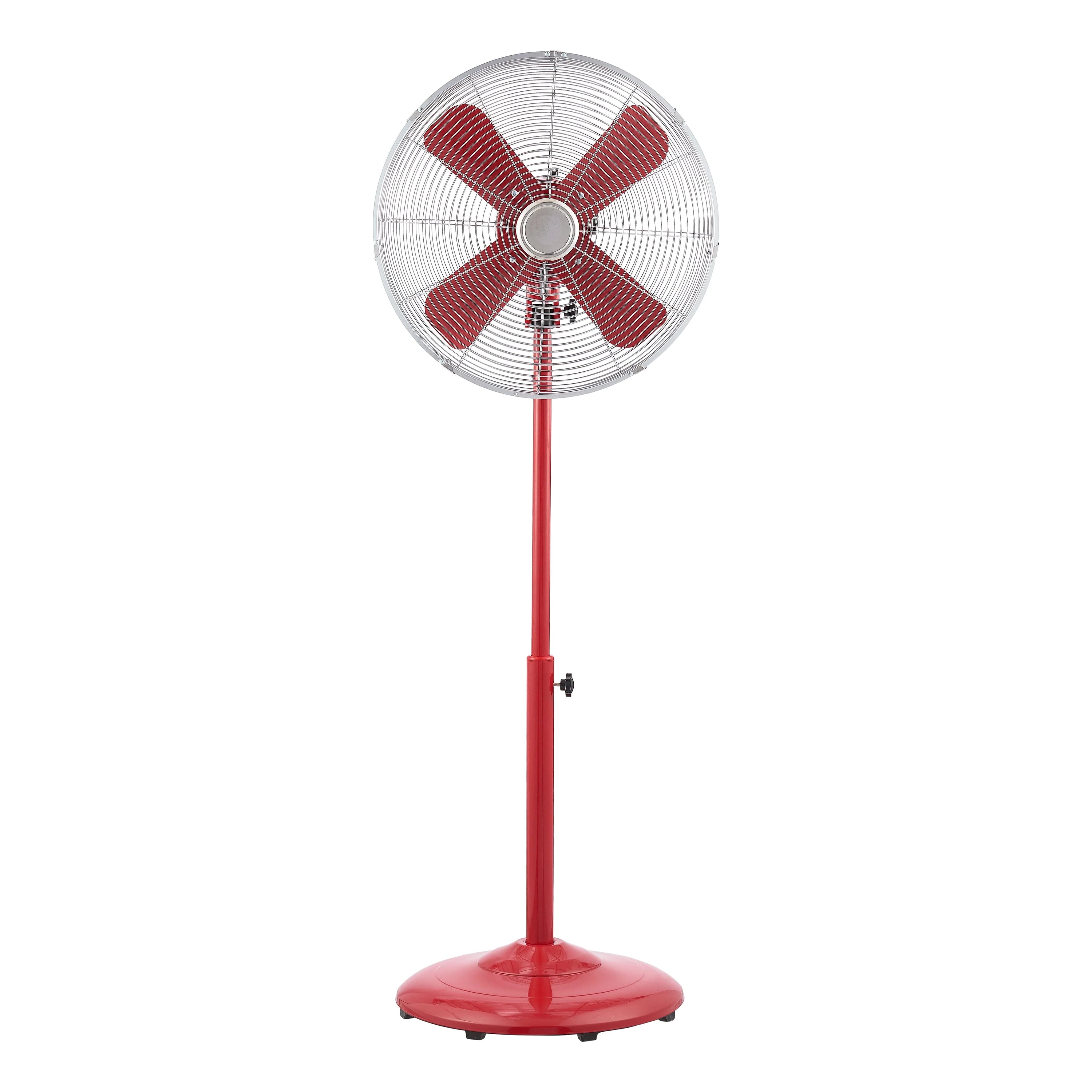 16 inch Adjustable Height Oscillating 3-Speed Metal Stand Fan in Red G835