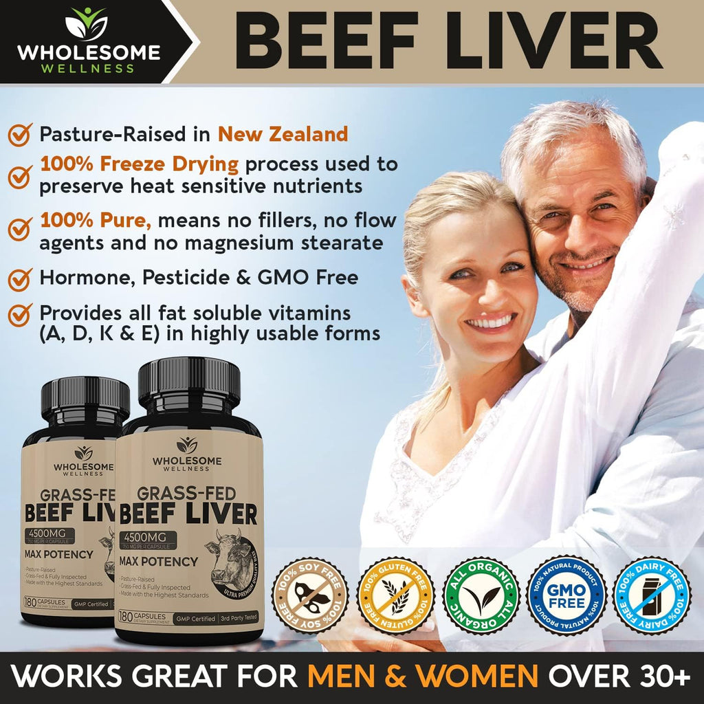 180 Pills 750mg Beef Liver Capsules V932