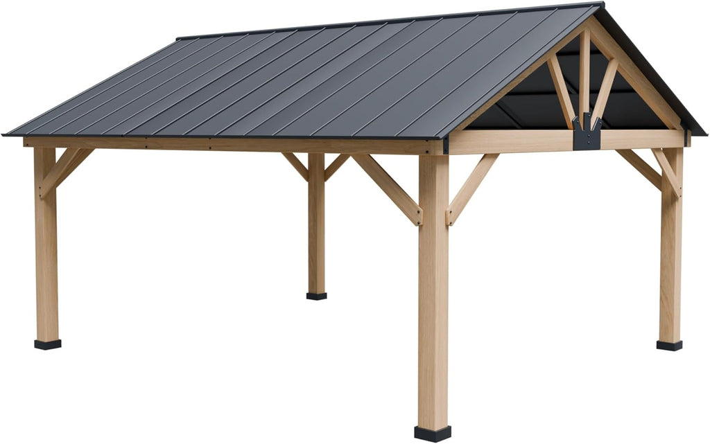13' x 15' Wood Cedar Gazebo with Galvanized Steel Roof M282917