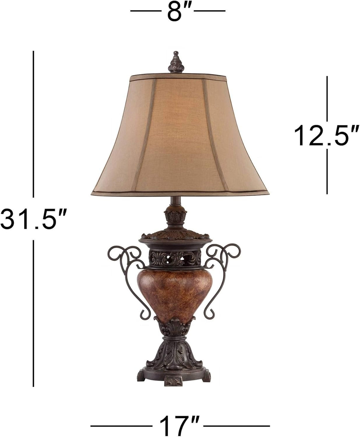 31.5" Bronze Brown Crackle Iron Metal Table Lamp U7415
