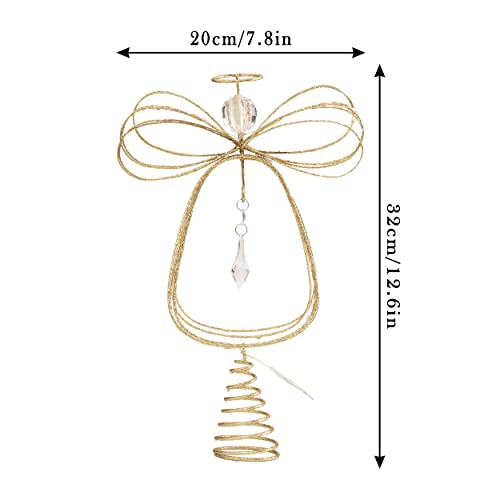 10 Inch Pre-Lit Gold Metal Angel Tree Topper B452937