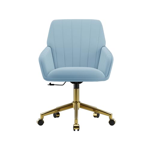 Cream Velvet Height Adjustable Swivel Desk Chair with Wheels Q735