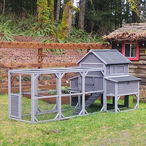 Extra Large 137in Chicken Coop Wooden Hen House Poultry Cage with 6 Nesting Boxes, 6 Perches T658595