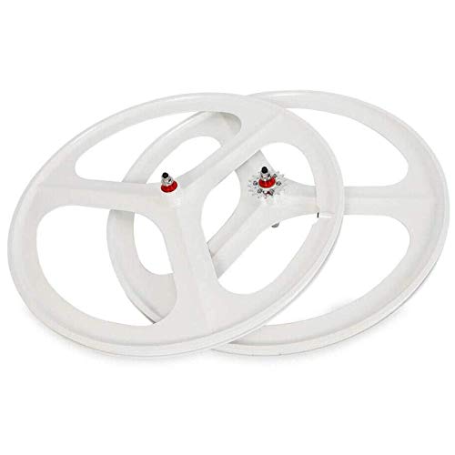 White 700C 3 Spoke Fixed Gear Bicycle Wheelset Q166