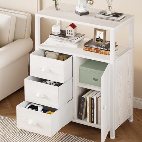 Bathroom Floor Storage Cabinet with 3 Removable Drawers and 1 Door L872