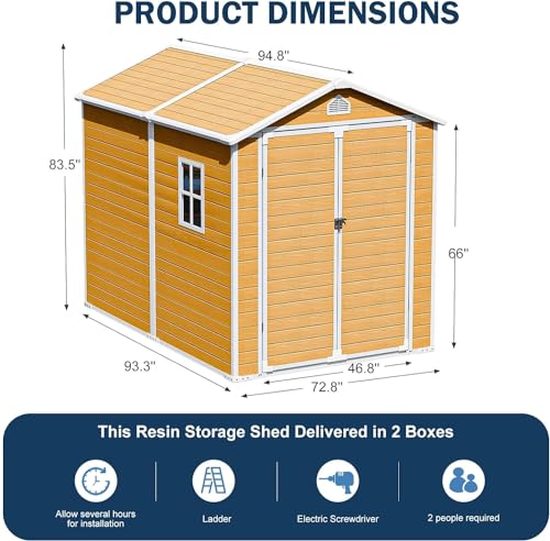 8x6 Feet Resin Storage Shed with Floor, Dove Grey C59716