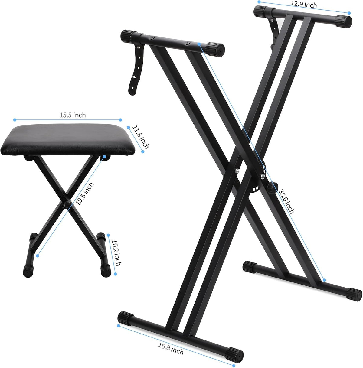 Double-X Keyboard Stand with Bench F8460