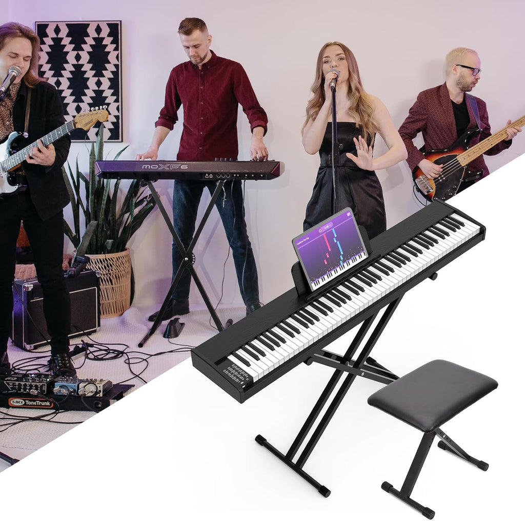 Double-X Keyboard Stand with Bench F8460