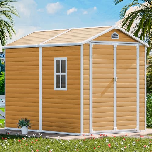8x6 Feet Resin Storage Shed with Floor, Dove Grey C59716