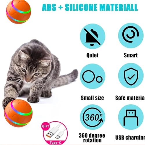 Remote Control Self Rolling Jiggle Ball Toy For Dogs (Orange) T47734