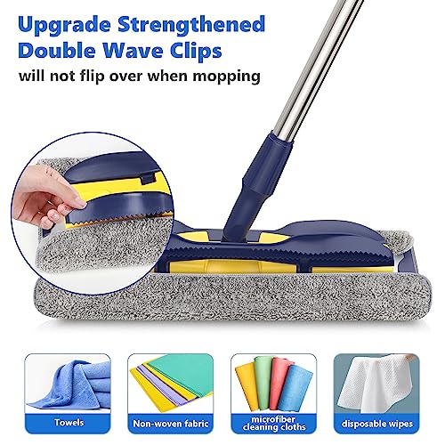 Microfiber Flat Mop with 4X Mop Pads and Adjustable Handle E863