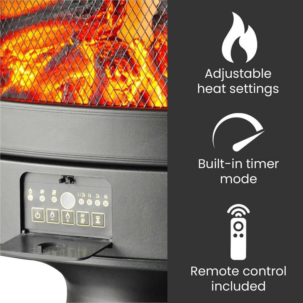 Black Steel Freestanding Electric Fireplace L310200