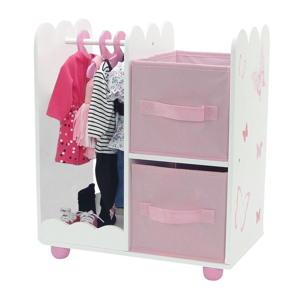 18 inch Doll Clothes Storage Closet Open Wardrobe Doll Furniture with 5 Doll Clothes Hangers J503