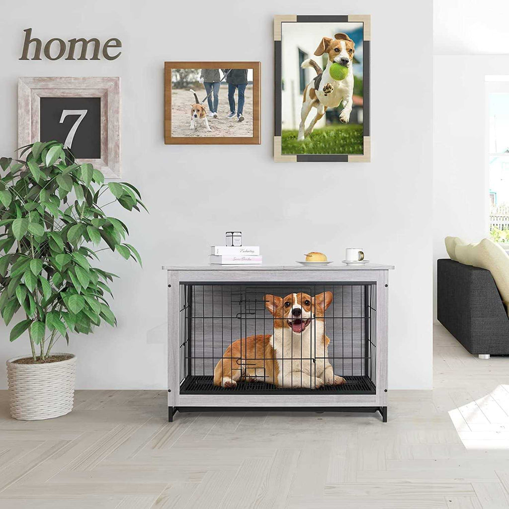 Wooden End Table Dog Crate C348