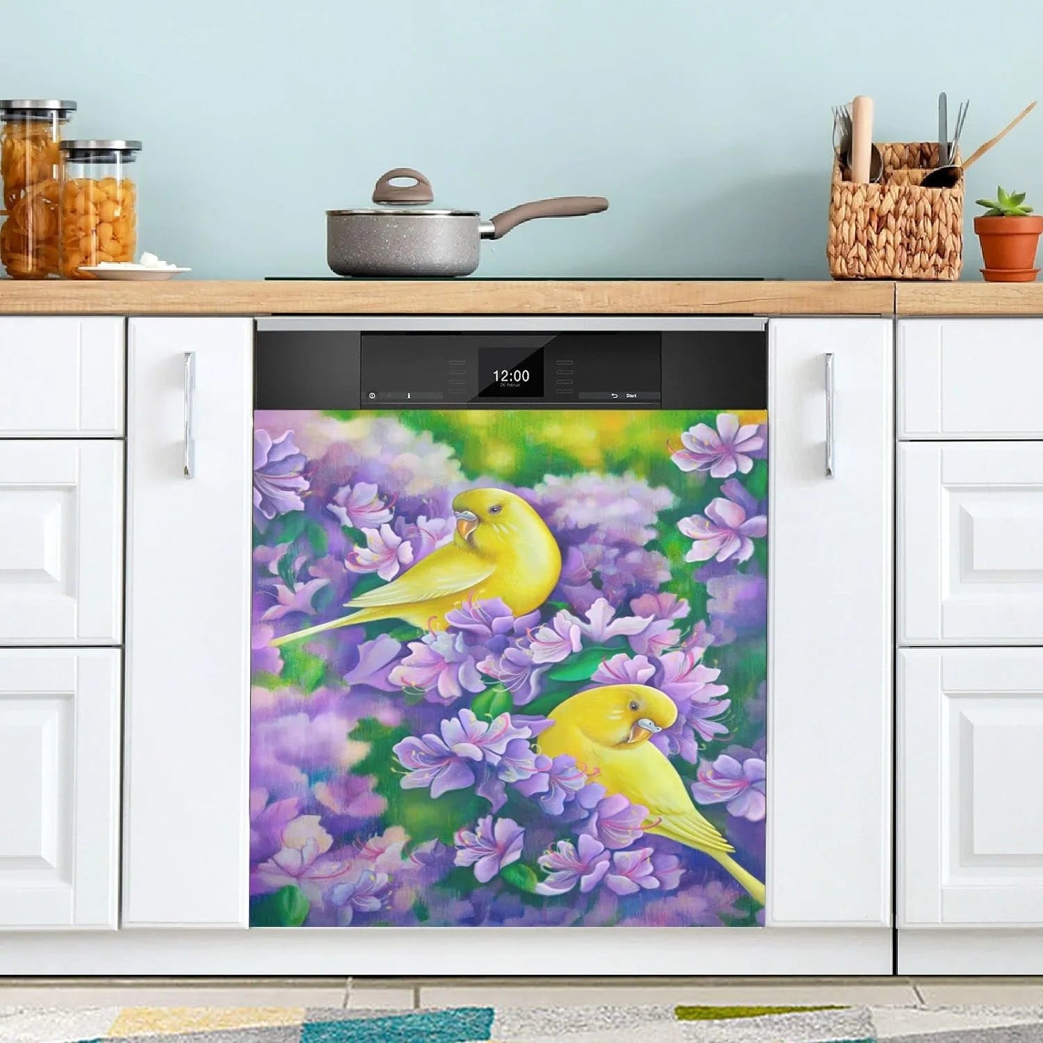 Yellow Parrots Magnetic Dishwasher Sticker 23x26in R568417