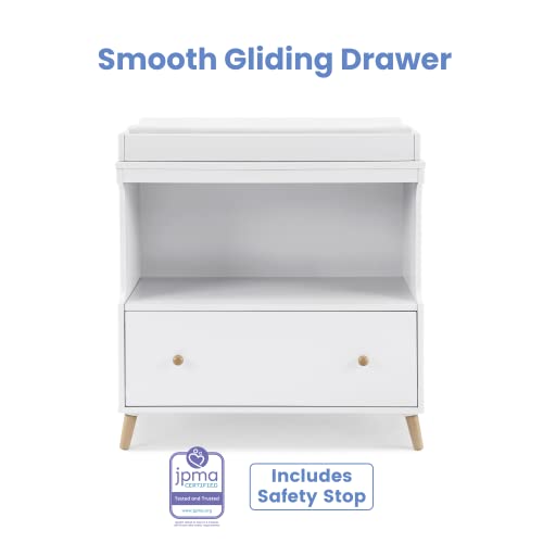 Bianca White Natural Convertible Changing Table with Drawer K2684