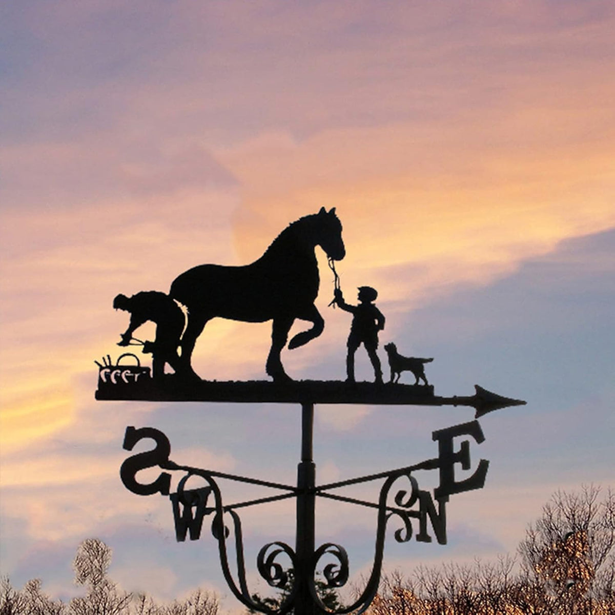 Retro Farmer and Horse Metal Weathervane S203609
