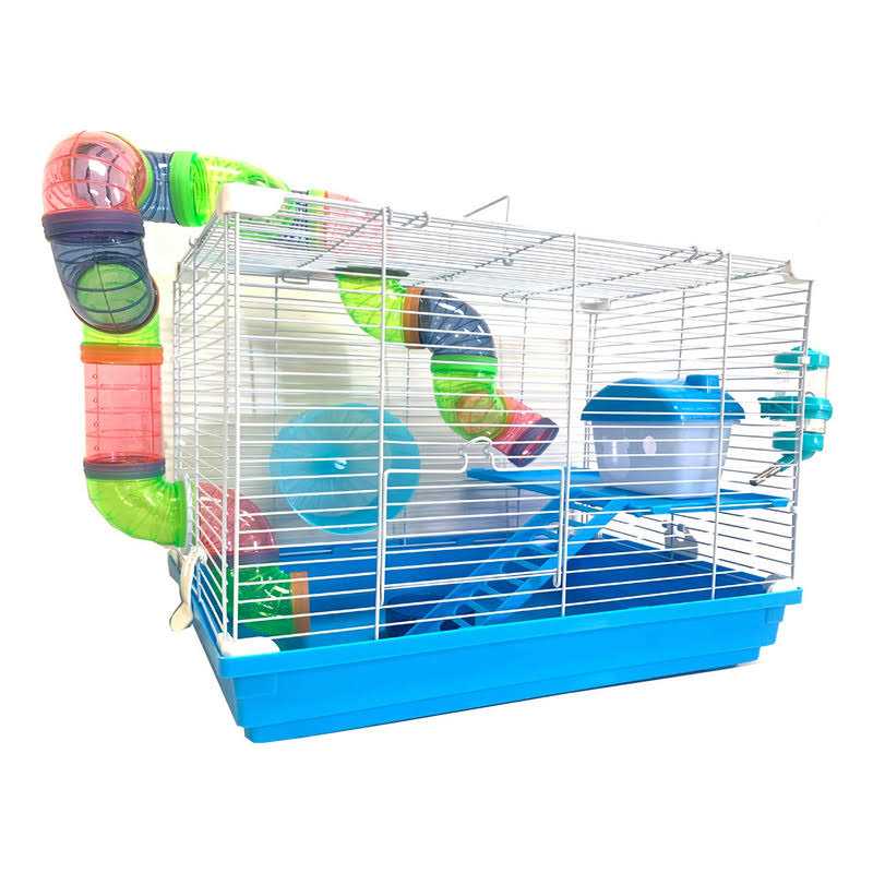 2 Levels Hamster Habitat Rodent Cage (Blue) Y696415