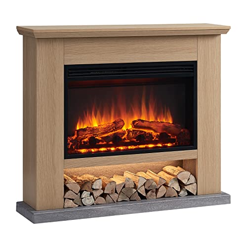 Cream White Electric Fireplace with Mantel Surround H439
