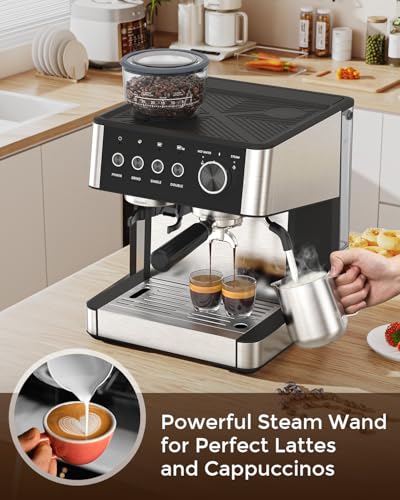 20 Bar Espresso Coffee Machine with Grinder and Milk Frother Steam Wand P691