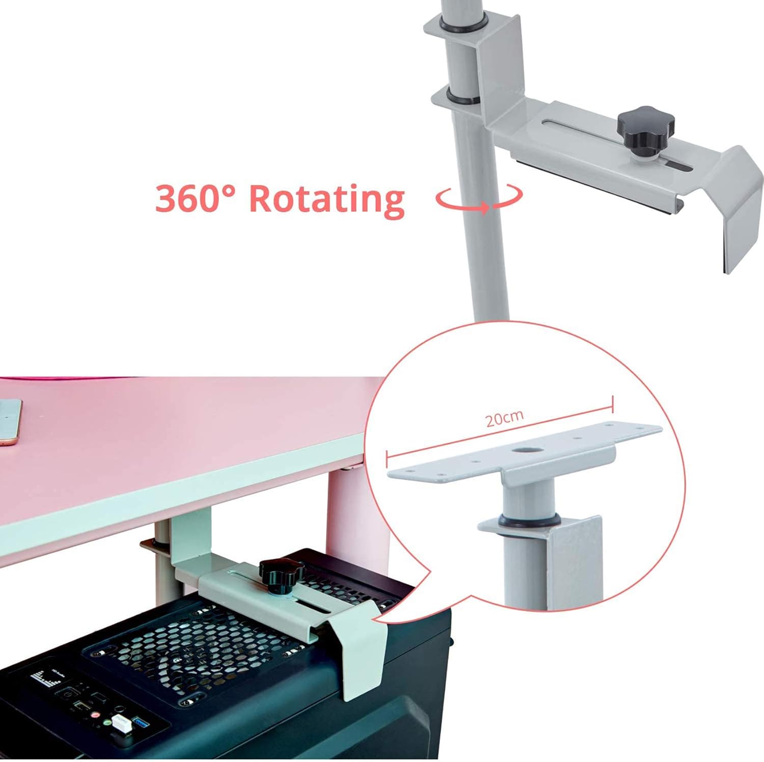 Grey CPU Holder Under Desk Mount, Pack of 2 L38430
