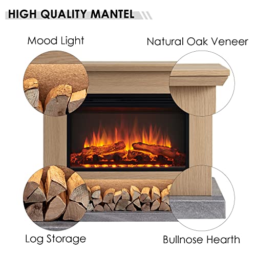 Cream White Electric Fireplace with Mantel Surround H439