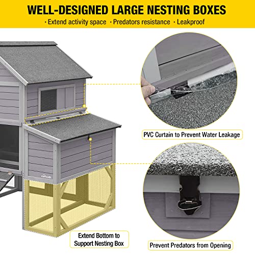 Extra Large 137in Chicken Coop Wooden Hen House Poultry Cage with 6 Nesting Boxes, 6 Perches T658595