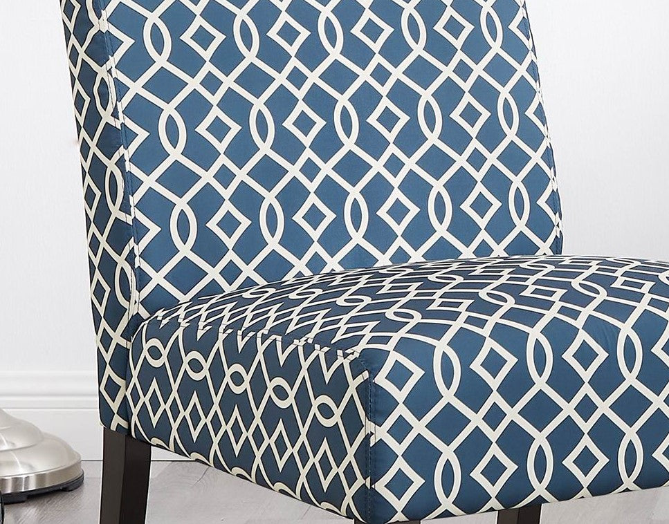 3pc Set Blue Fabric Upholstered Side Table and 2 Chairs C970965