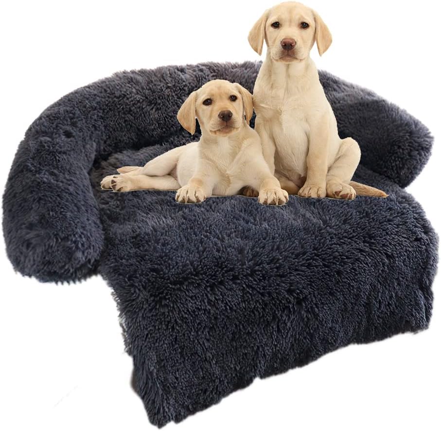 Small Light Grey Plush Dog Bed with Removable Washable Cover E8791
