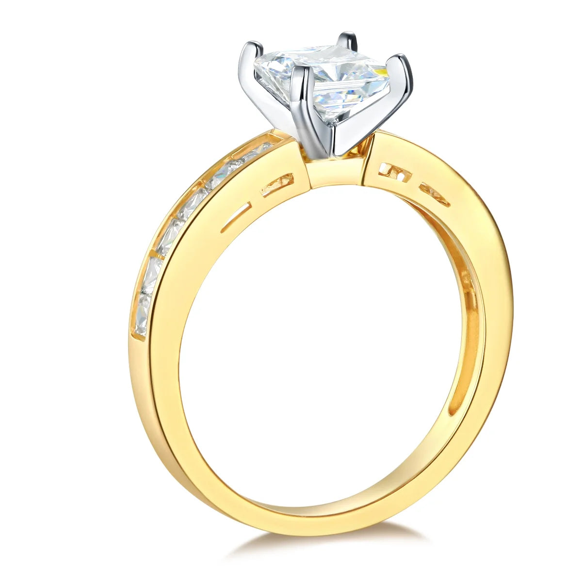 14k Yellow Gold CZ Princess Cut Engagement Ring Bridal Set - Size 9 P6742