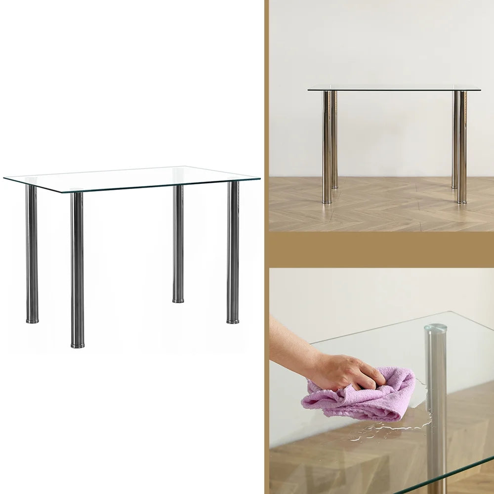 White Glass Dining Table Set for 4 O14227
